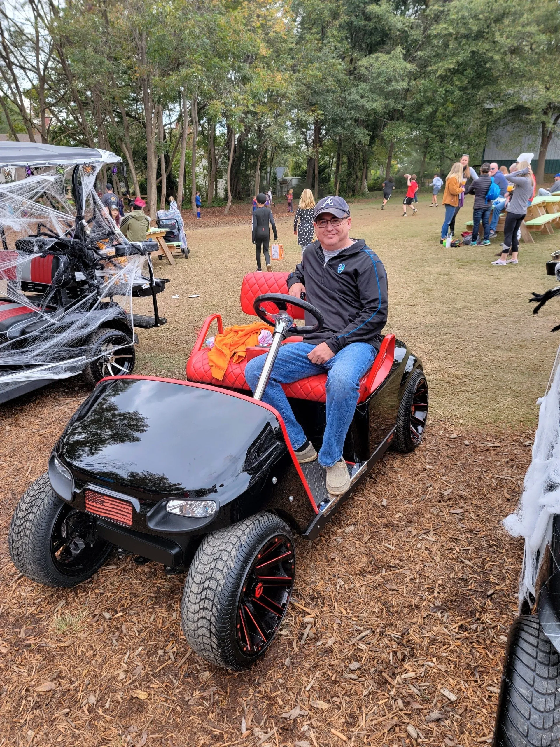 Red custom golf cart