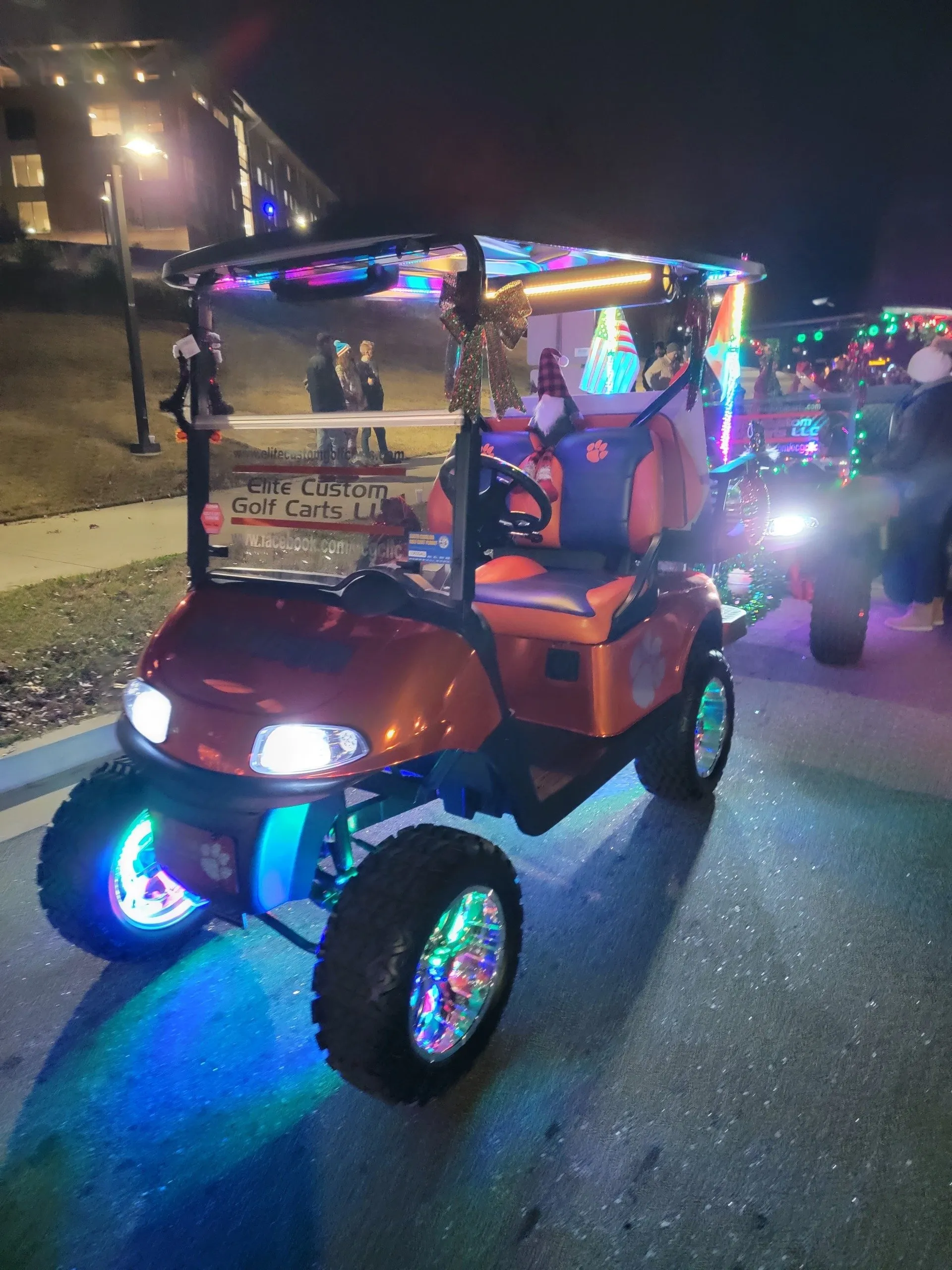 Red custom golf cart