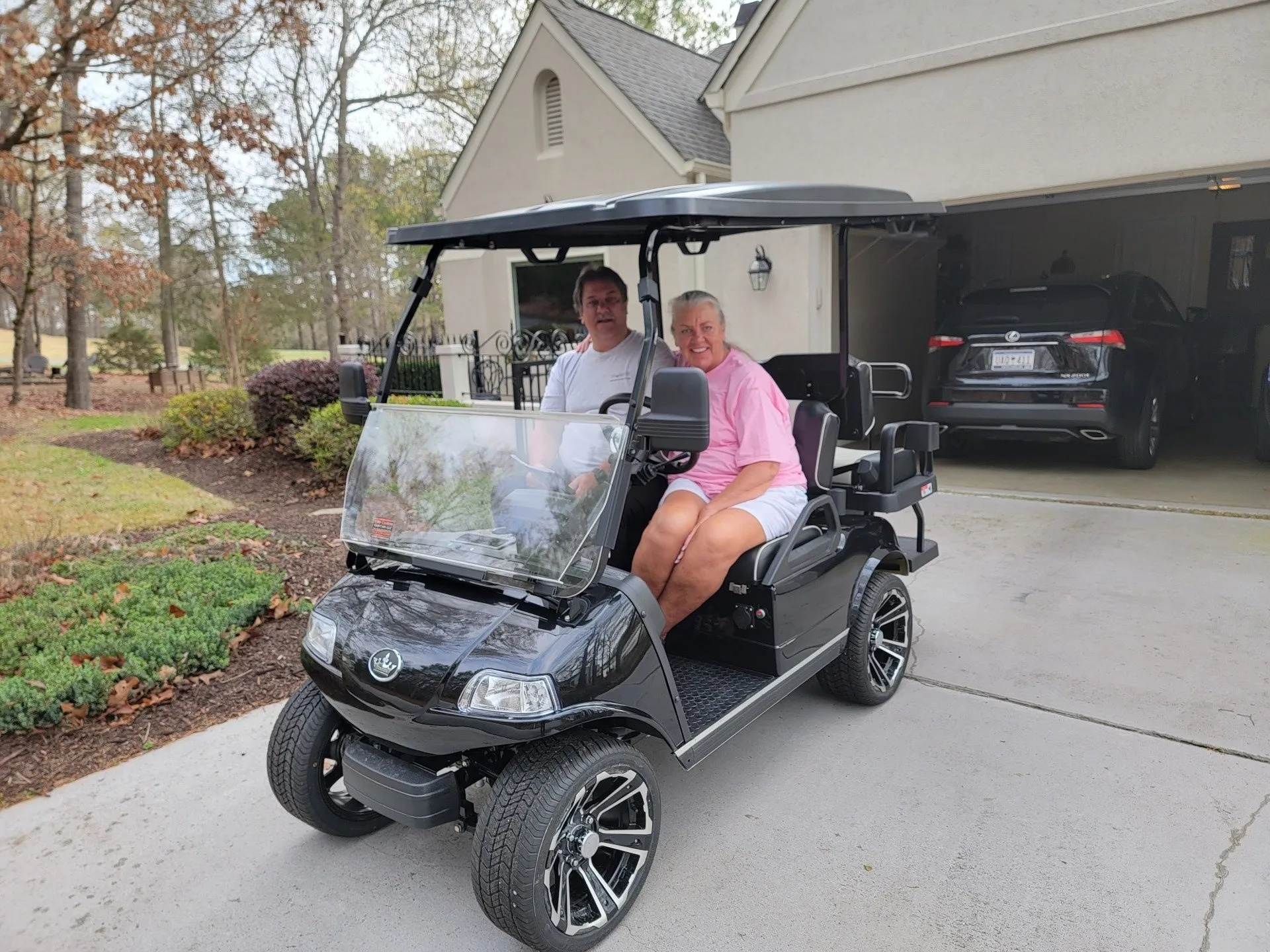 Red custom golf cart