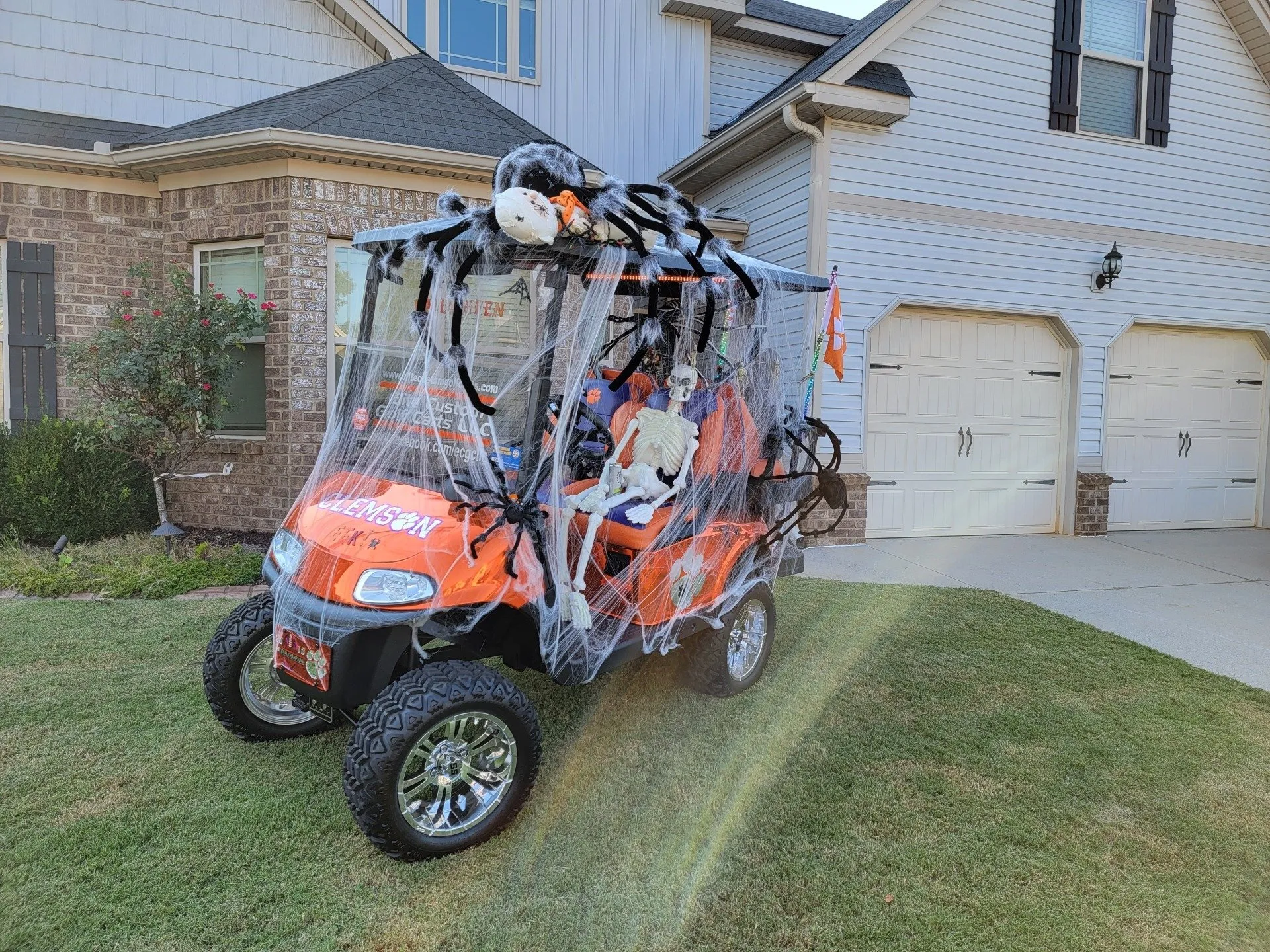 Red custom golf cart
