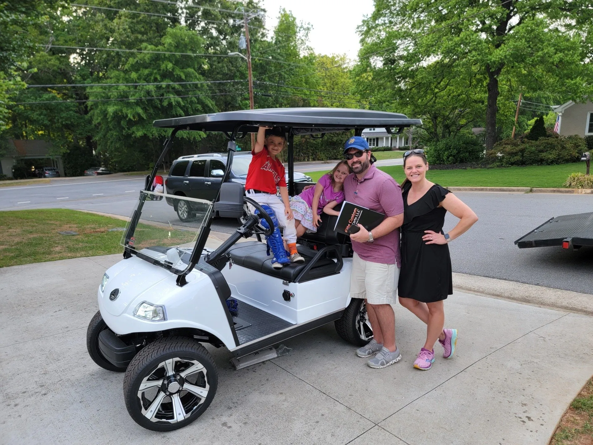Red custom golf cart