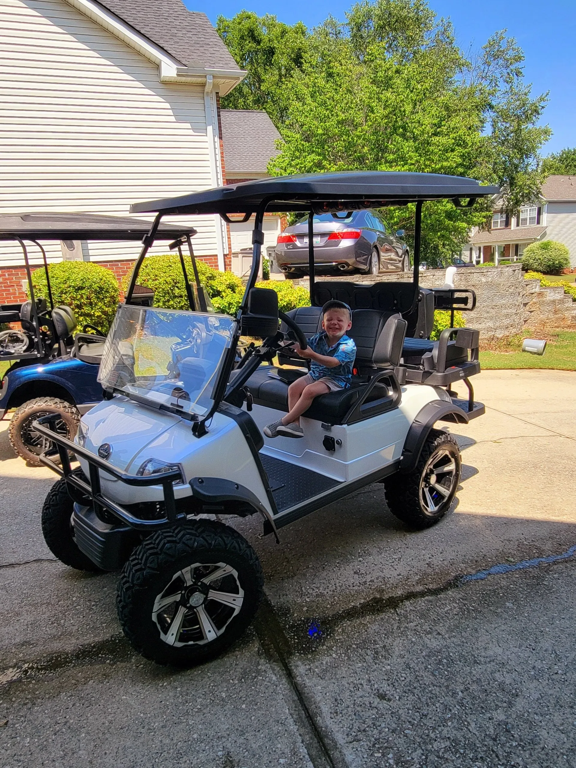 Red custom golf cart