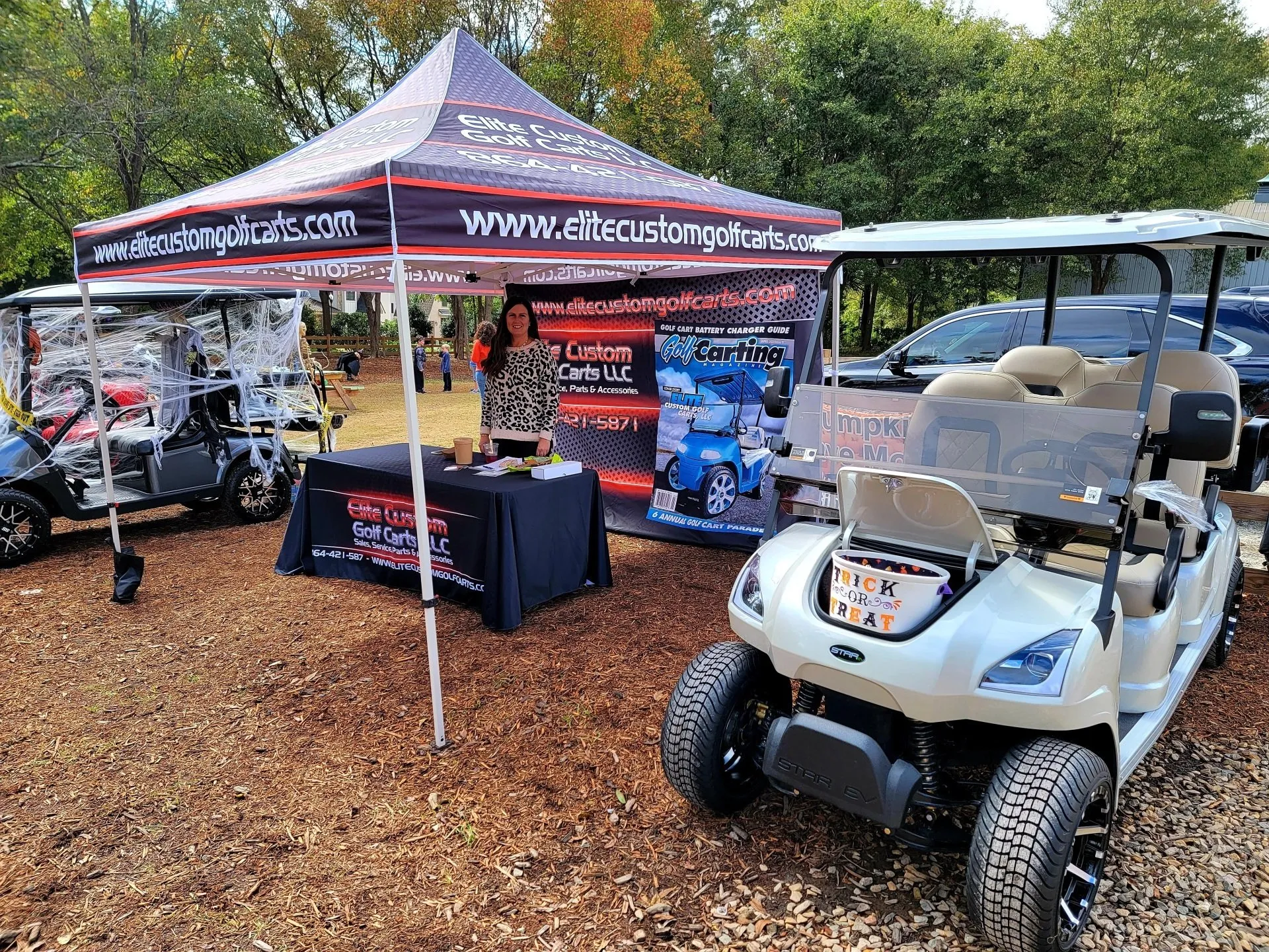 Red custom golf cart