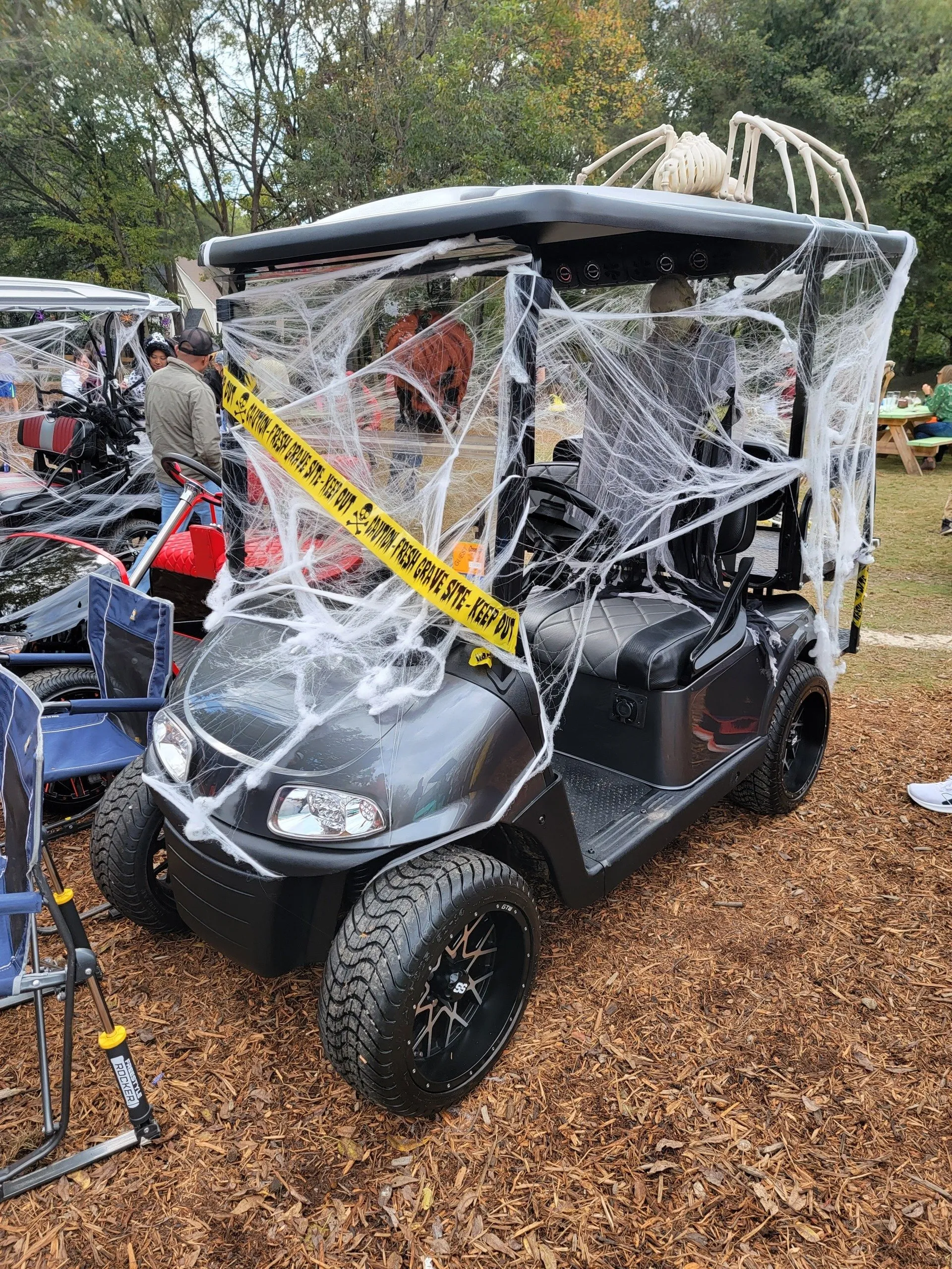 Red custom golf cart